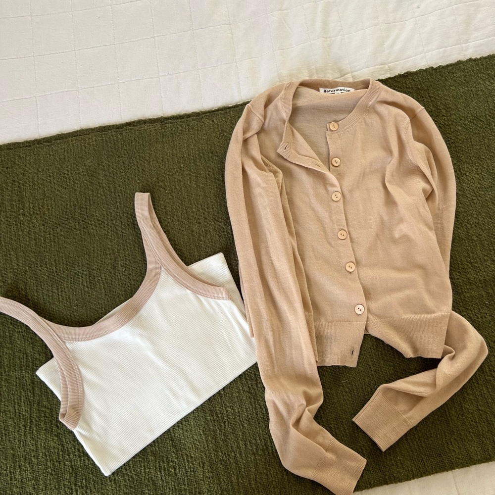 Reformation Calie Tank and Bernadette Cardigan